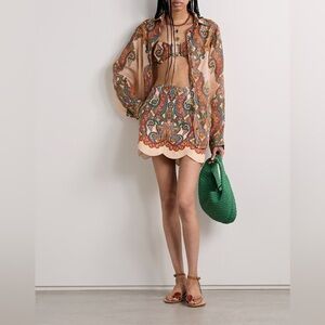 Zimmermann Women Ottie Scalloped Linen
Paisley Mini Skirt Size AU 4 US 12 EUC